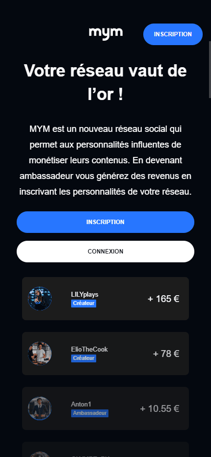 Mym MYM Fans - The French Social Network for Content Creators
